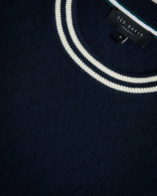 Ted Baker hombres 2ZFP1409 ropa camiseta hanam de manga corta cosida Armada