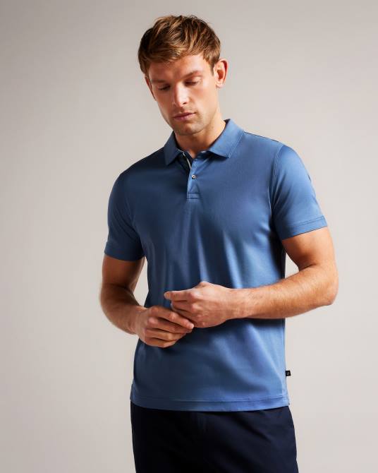 Ted Baker hombres 2ZFP1412 ropa polo de manga corta y corte slim zeiter azul oscuro