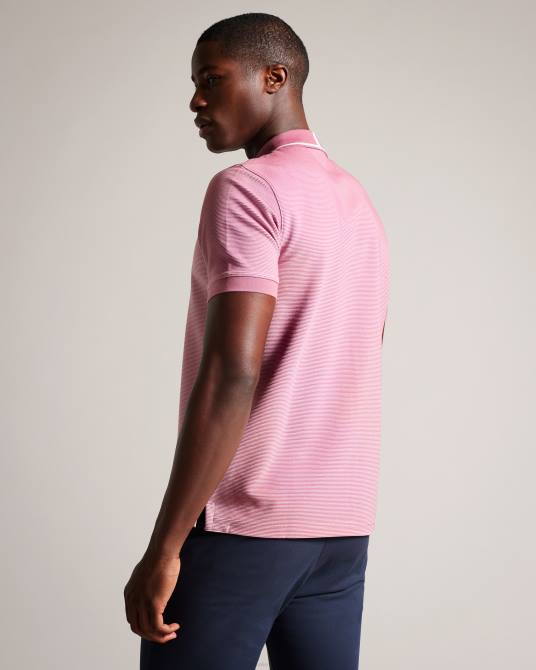 Ted Baker hombres 2ZFP1413 ropa polo de manga corta a rayas ellerby rosa medio