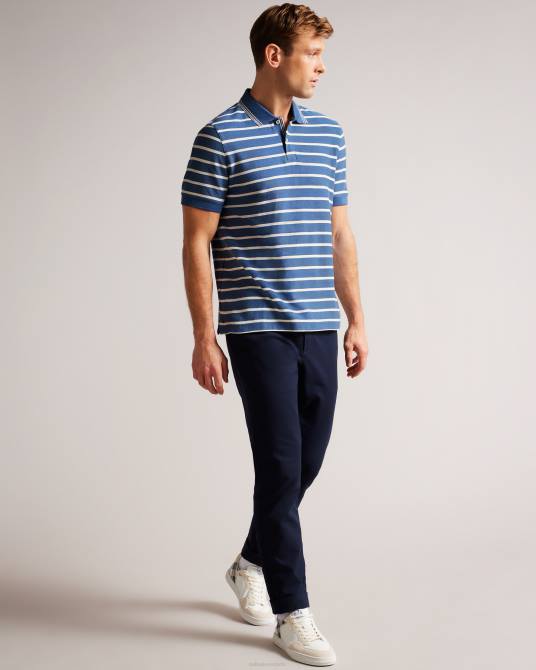 Ted Baker hombres 2ZFP1427 ropa Polo nivenn de manga corta y corte regular a rayas azul oscuro