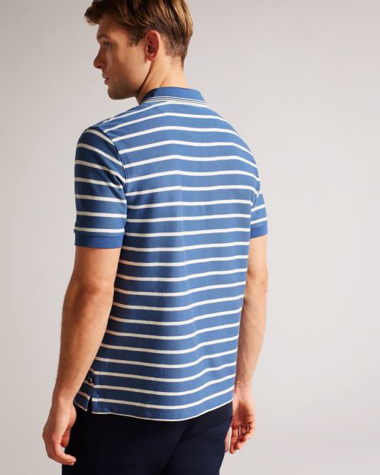 Ted Baker hombres 2ZFP1427 ropa Polo nivenn de manga corta y corte regular a rayas azul oscuro