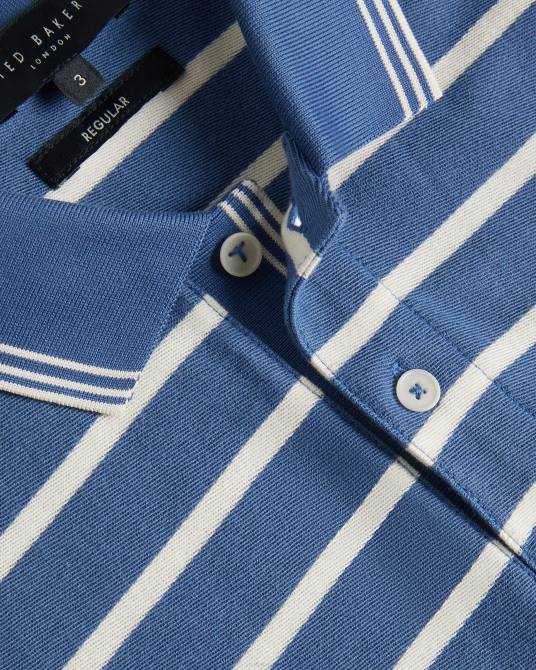 Ted Baker hombres 2ZFP1427 ropa Polo nivenn de manga corta y corte regular a rayas azul oscuro