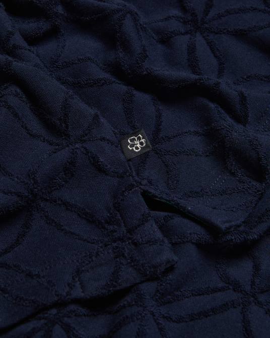 Ted Baker hombres 2ZFP1428 ropa polo maroc de manga corta con cremallera y jacquard Armada