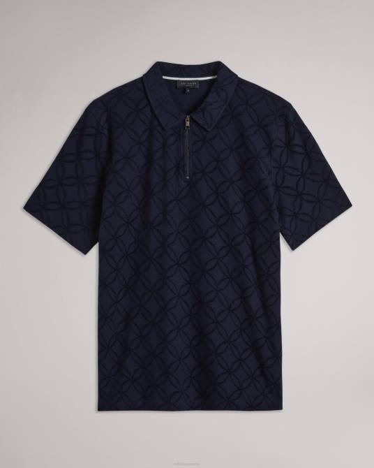 Ted Baker hombres 2ZFP1428 ropa polo maroc de manga corta con cremallera y jacquard Armada