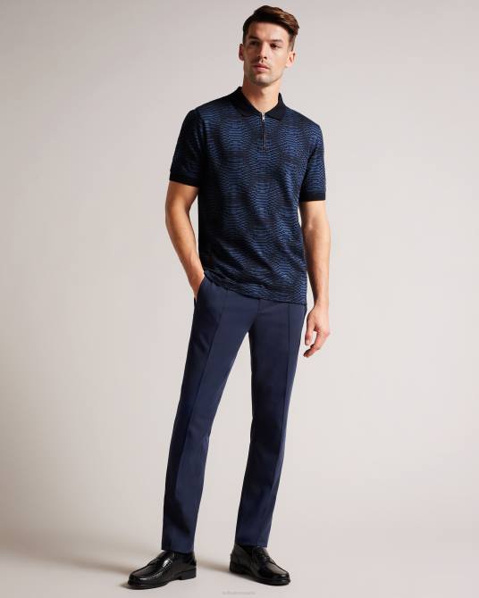 Ted Baker hombres 2ZFP1444 ropa polo ono de manga corta con lunares en jacquard Armada