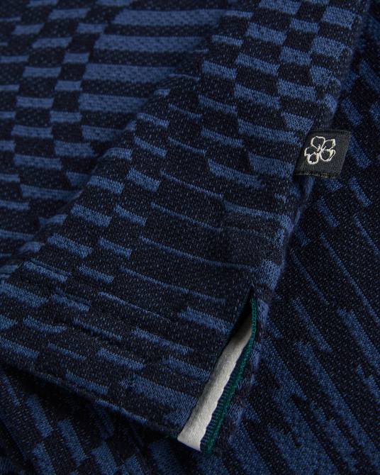 Ted Baker hombres 2ZFP1444 ropa polo ono de manga corta con lunares en jacquard Armada