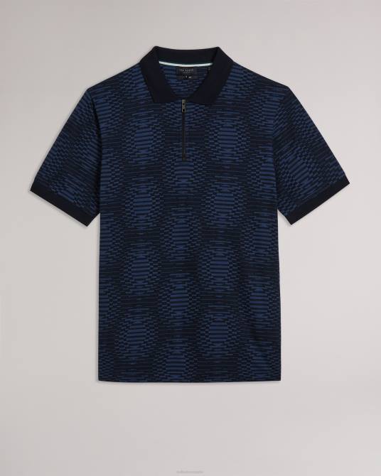 Ted Baker hombres 2ZFP1444 ropa polo ono de manga corta con lunares en jacquard Armada