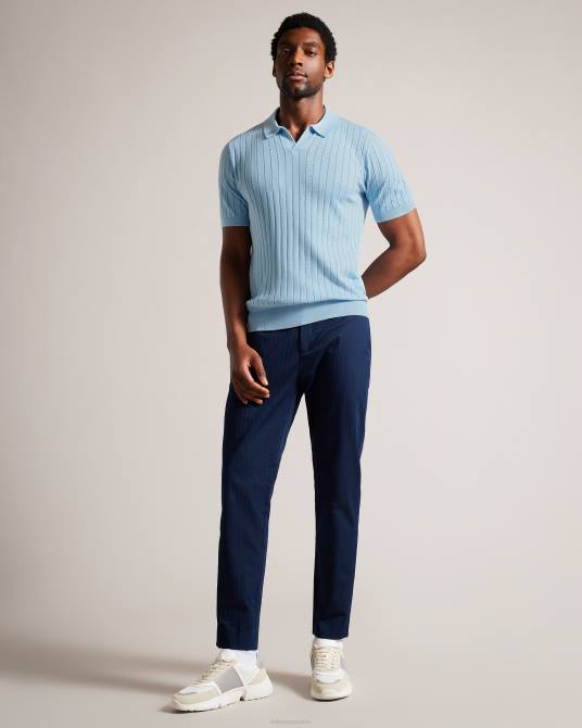 Ted Baker hombres 2ZFP1464 ropa polo botánico manga corta cuello abierto cielo azul