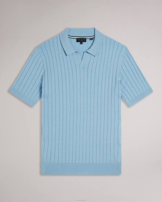 Ted Baker hombres 2ZFP1464 ropa polo botánico manga corta cuello abierto cielo azul