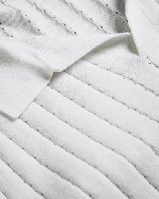 Ted Baker hombres 2ZFP1465 ropa polo botánico manga corta cuello abierto blanco