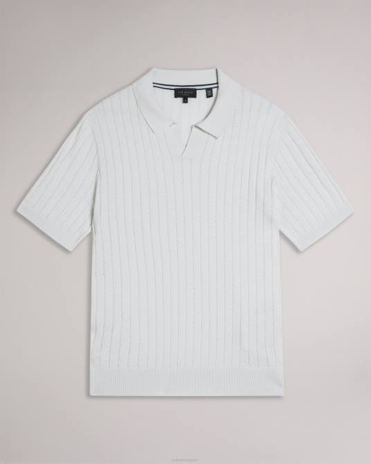 Ted Baker hombres 2ZFP1465 ropa polo botánico manga corta cuello abierto blanco