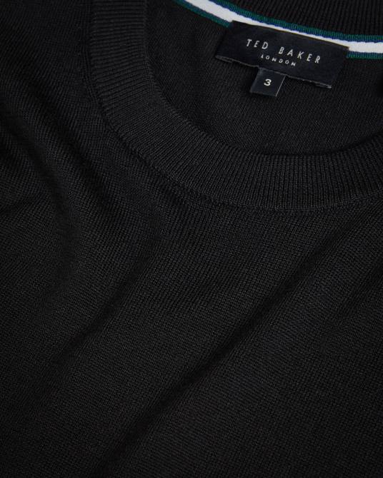 Ted Baker hombres 2ZFP1468 ropa camiseta de punto de manga corta senti negro