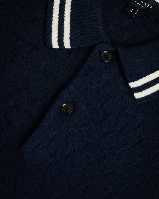 Ted Baker hombres 2ZFP1497 ropa Polo mahana de manga corta con costura en T regular Armada