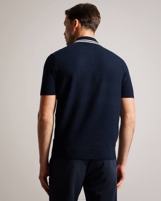 Ted Baker hombres 2ZFP1497 ropa Polo mahana de manga corta con costura en T regular Armada