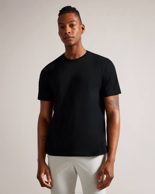 Ted Baker hombres 2ZFP1513 ropa Camiseta lisa de corte regular y manga corta de Tywinn negro