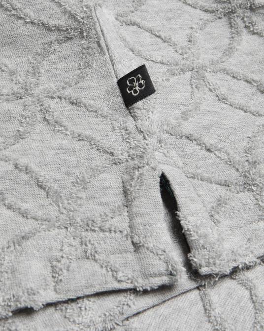 Ted Baker hombres 2ZFP1515 ropa polo maroc de manga corta con cremallera y jacquard marga gris