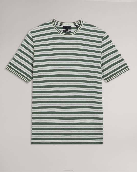 Ted Baker hombres 2ZFP1517 ropa camiseta vadell manga corta regular fit rayas caqui
