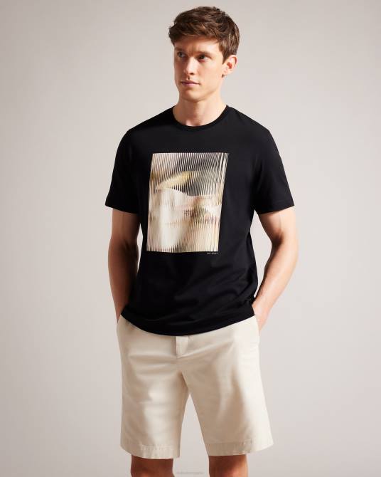 Ted Baker hombres 2ZFP1526 ropa camiseta de manga corta con gráfico abstracto de especies negro
