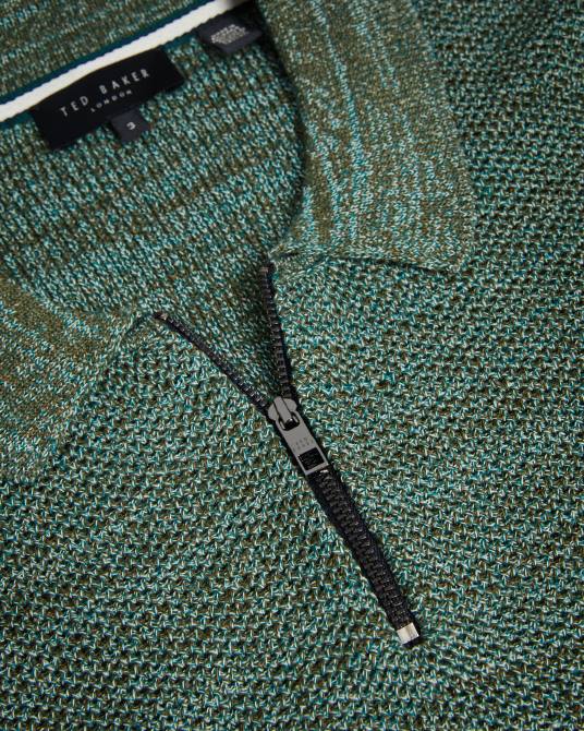 Ted Baker hombres 2ZFP1558 ropa polo de manga corta con cremallera blossam aceituna