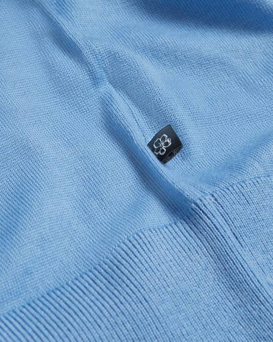 Ted Baker hombres 2ZFP1559 ropa Polo Swansea de lana merino con rayas verticales y manga corta azul medio