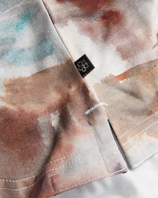 Ted Baker hombres 2ZFP1564 ropa camiseta tinot de manga corta con estampado abstracto blanco