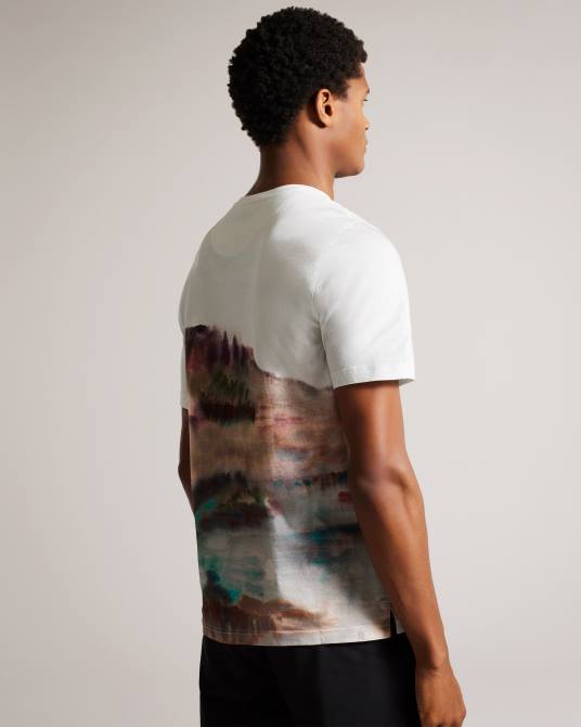 Ted Baker hombres 2ZFP1564 ropa camiseta tinot de manga corta con estampado abstracto blanco