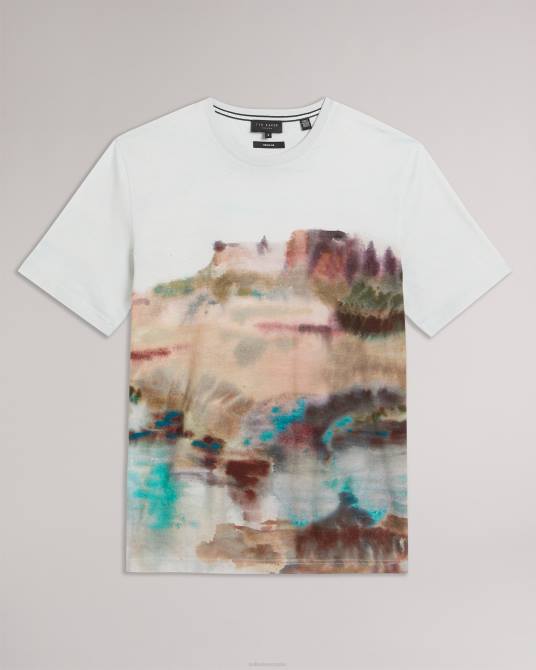 Ted Baker hombres 2ZFP1564 ropa camiseta tinot de manga corta con estampado abstracto blanco