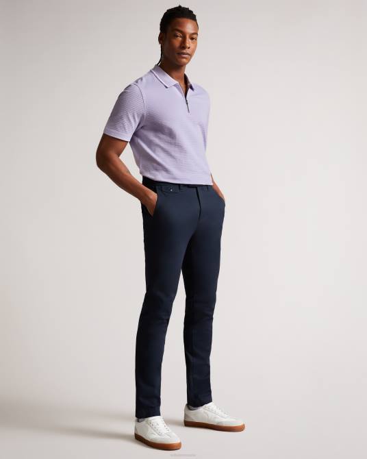 Ted Baker hombres 2ZFP1577 ropa buer polo texturizado de manga corta con cremallera lt-púrpura