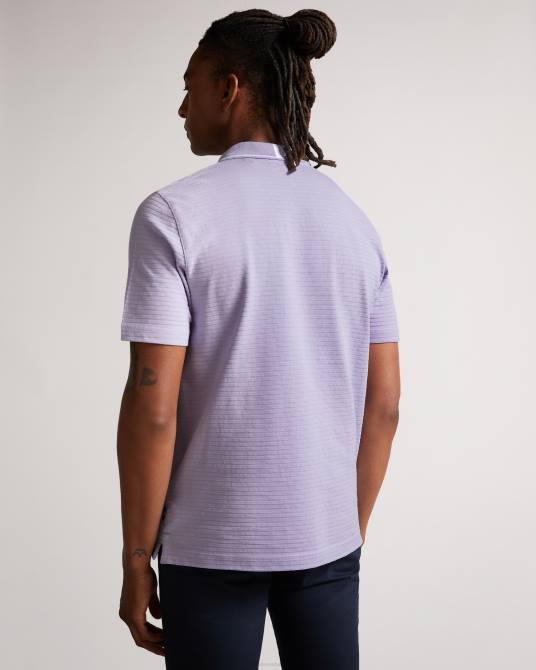 Ted Baker hombres 2ZFP1577 ropa buer polo texturizado de manga corta con cremallera lt-púrpura