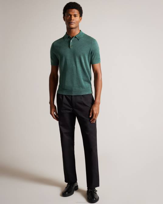 Ted Baker hombres 2ZFP1581 ropa polo mondsey de lana de manga corta verde
