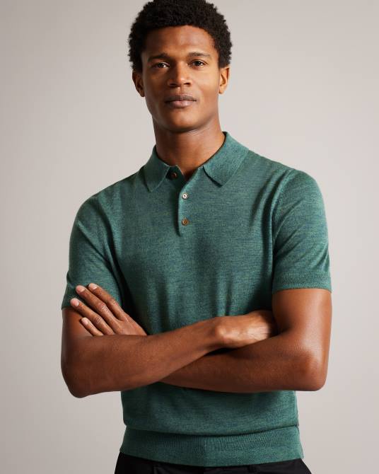 Ted Baker hombres 2ZFP1581 ropa polo mondsey de lana de manga corta verde
