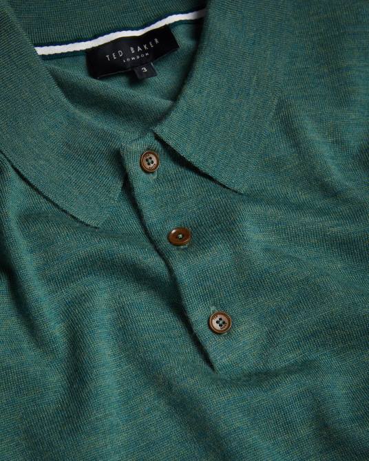 Ted Baker hombres 2ZFP1581 ropa polo mondsey de lana de manga corta verde