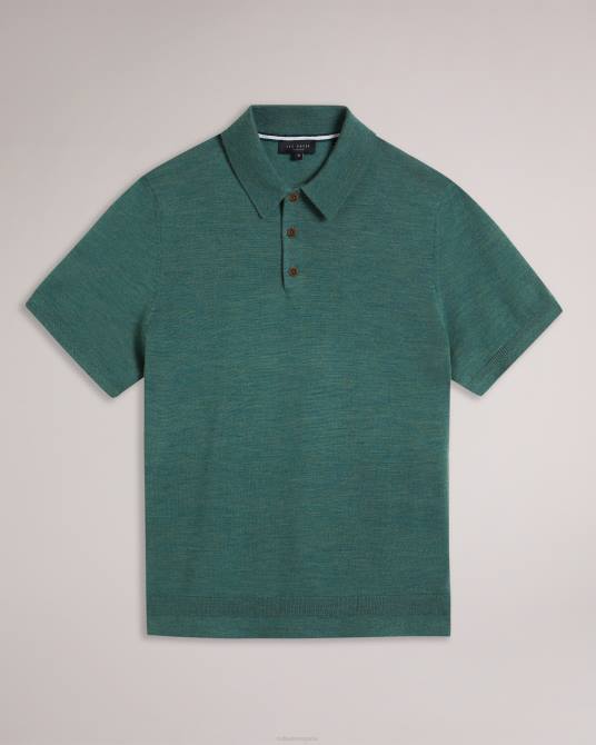 Ted Baker hombres 2ZFP1581 ropa polo mondsey de lana de manga corta verde