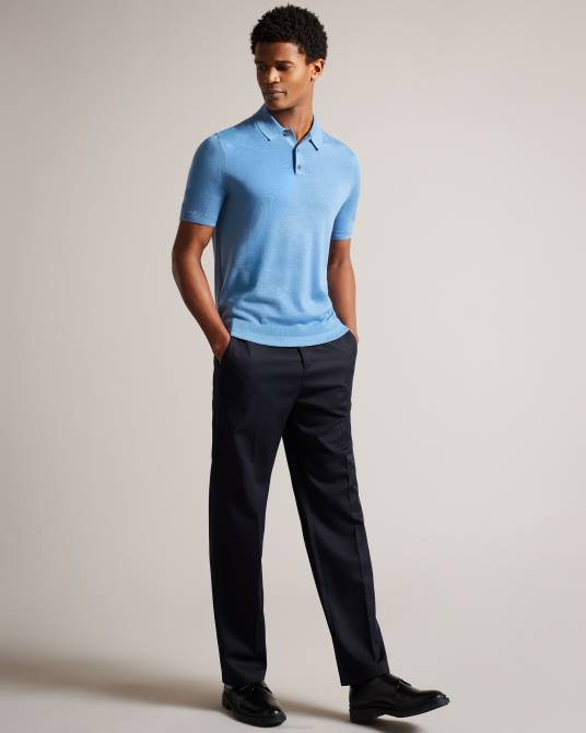 Ted Baker hombres 2ZFP1593 ropa polo mondsey de lana de manga corta azul pálido