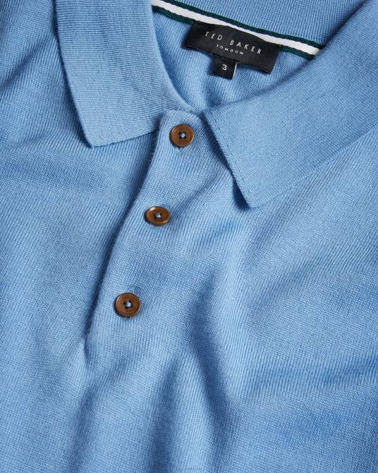 Ted Baker hombres 2ZFP1593 ropa polo mondsey de lana de manga corta azul pálido