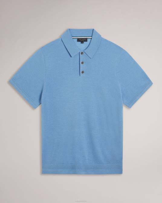 Ted Baker hombres 2ZFP1593 ropa polo mondsey de lana de manga corta azul pálido
