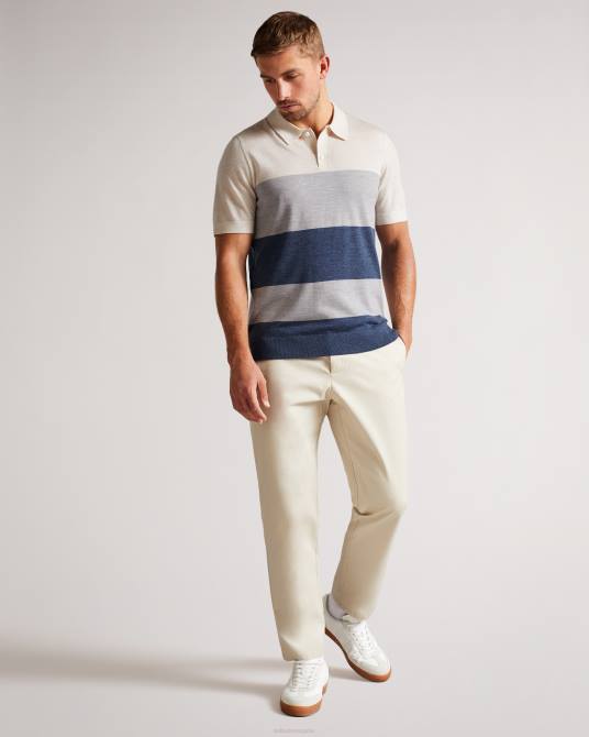 Ted Baker hombres 2ZFP1651 ropa Cove polo de merino de manga corta con múltiples rayas crudo