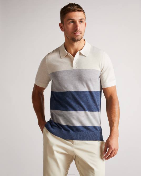 Ted Baker hombres 2ZFP1651 ropa Cove polo de merino de manga corta con múltiples rayas crudo