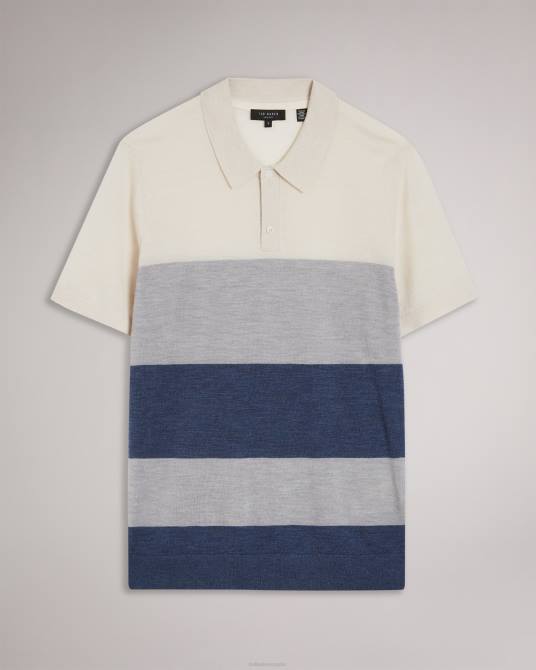 Ted Baker hombres 2ZFP1651 ropa Cove polo de merino de manga corta con múltiples rayas crudo