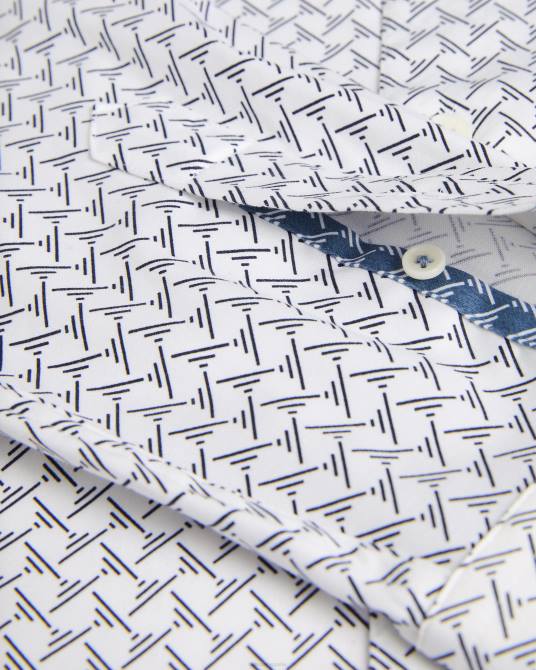 Ted Baker hombres 2ZFP1232 ropa Willuw camisa de manga larga con estampado geométrico blanco