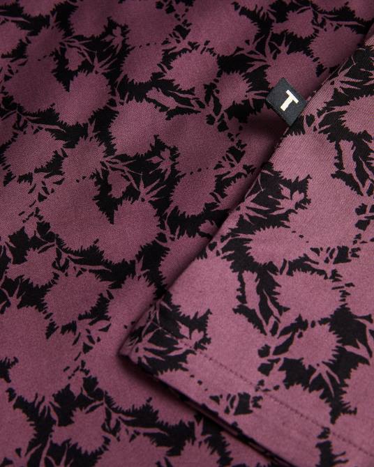 Ted Baker hombres 2ZFP1240 ropa camisa comlee de manga larga con estampado floral granate