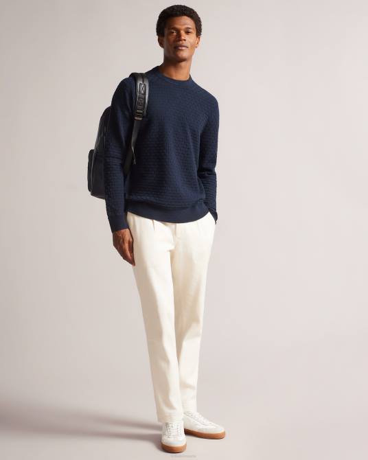 Ted Baker hombres 2ZFP1246 ropa cuello redondo texturizado de manga larga lentic Armada