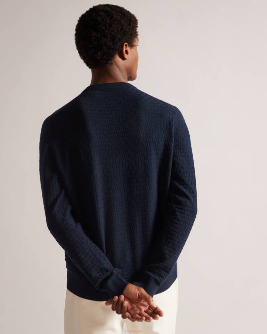 Ted Baker hombres 2ZFP1246 ropa cuello redondo texturizado de manga larga lentic Armada
