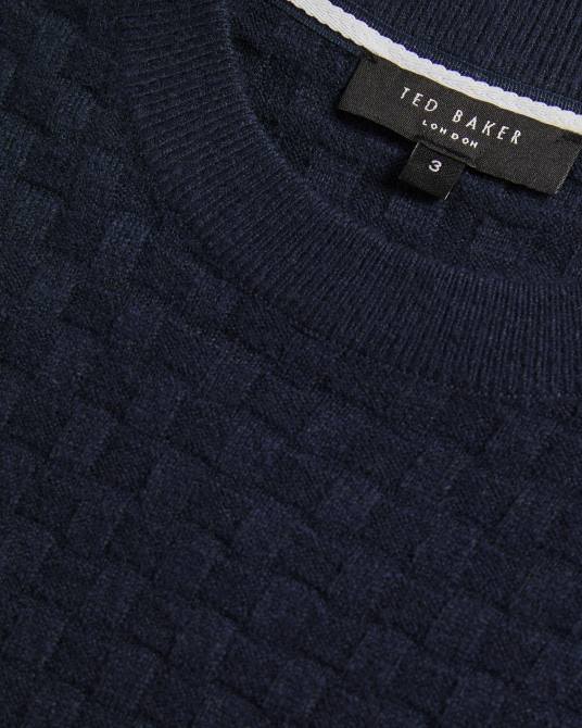 Ted Baker hombres 2ZFP1246 ropa cuello redondo texturizado de manga larga lentic Armada