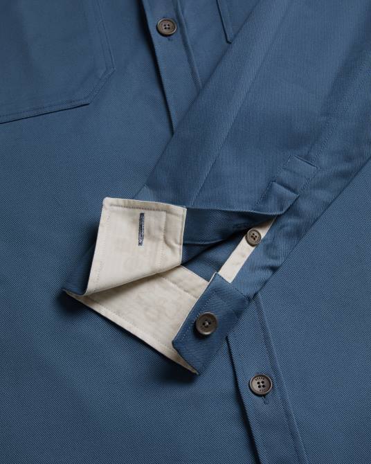 Ted Baker hombres 2ZFP1248 ropa Hasting sobrecamisa de sarga de manga larga azul medio