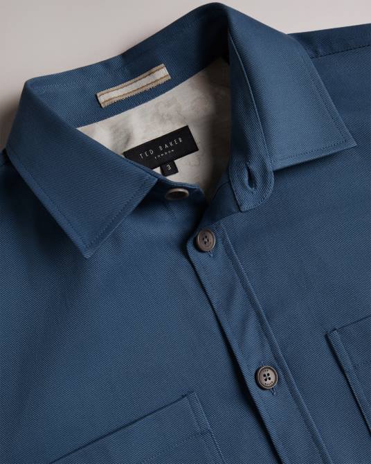 Ted Baker hombres 2ZFP1248 ropa Hasting sobrecamisa de sarga de manga larga azul medio