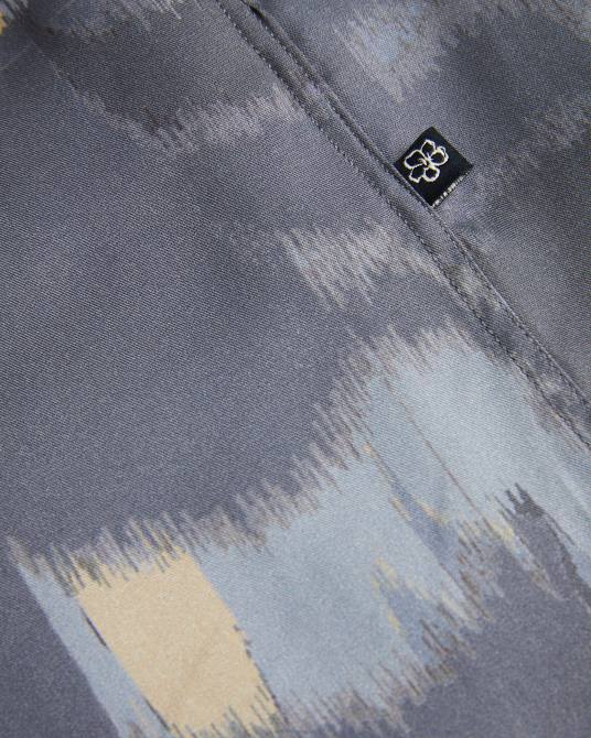 Ted Baker hombres 2ZFP1252 ropa camisa mordun de manga larga con estampado abstracto de mariposas gris