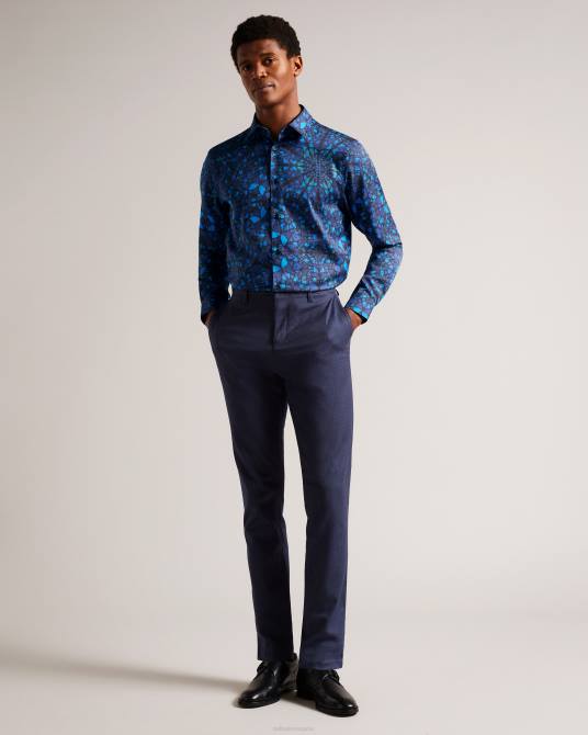 Ted Baker hombres 2ZFP1278 ropa camisa parlee de manga larga con estampado de mariposas azul