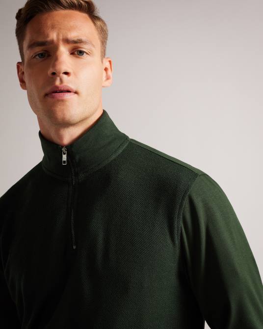 Ted Baker hombres 2ZFP1281 ropa sanot jersey de manga larga con cuello alzado caqui