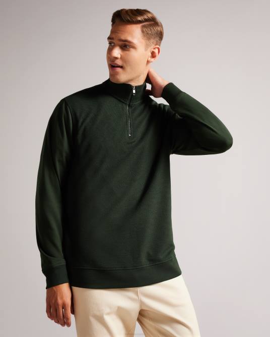 Ted Baker hombres 2ZFP1281 ropa sanot jersey de manga larga con cuello alzado caqui